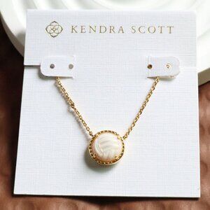Kendra Scott White Mother-of-Pearl Gold Necklace - Volleyball